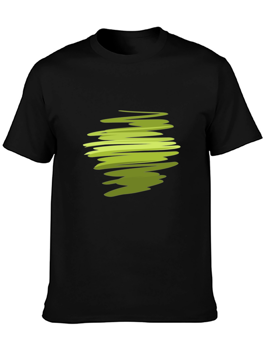Abstract Green Swirl Graphic Black T-Shirt