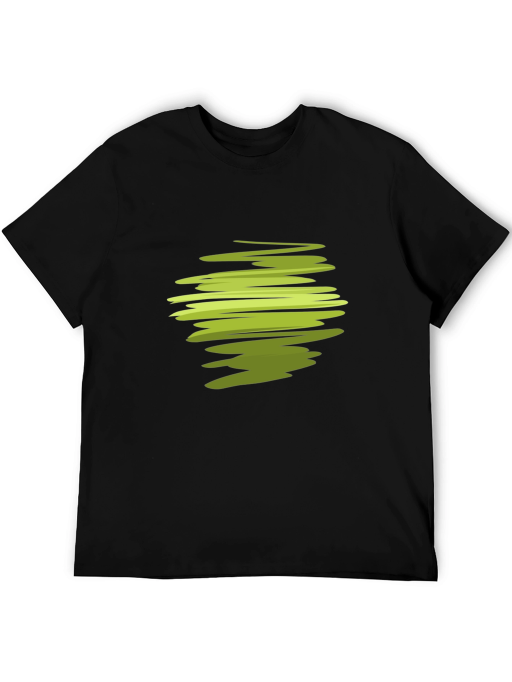 Abstract Green Swirl Graphic Black T-Shirt