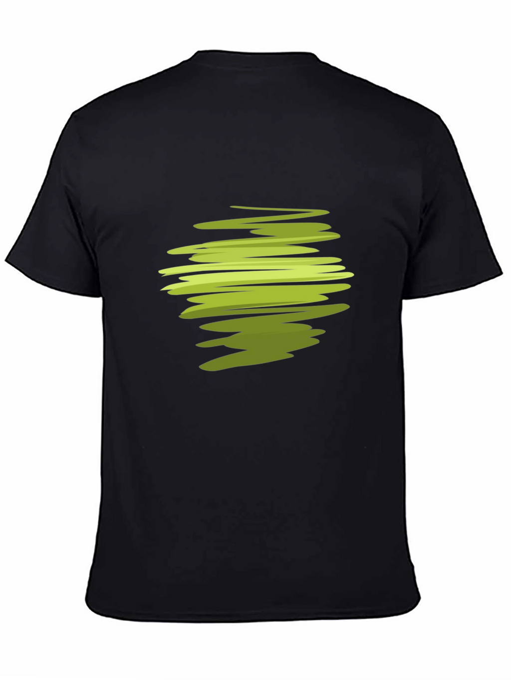 Abstract Green Swirl Graphic Black T-Shirt
