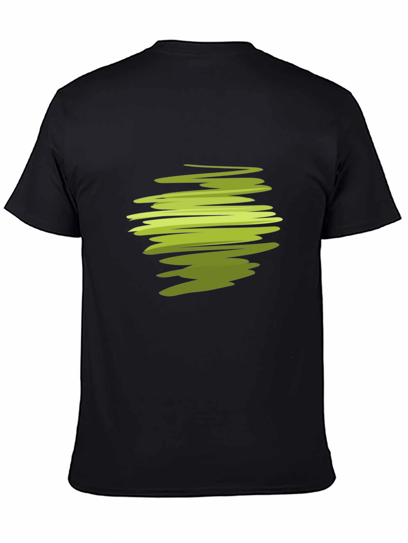 Abstract Green Swirl Graphic Black T-Shirt