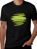 Abstract Green Swirl Graphic Black T-Shirt