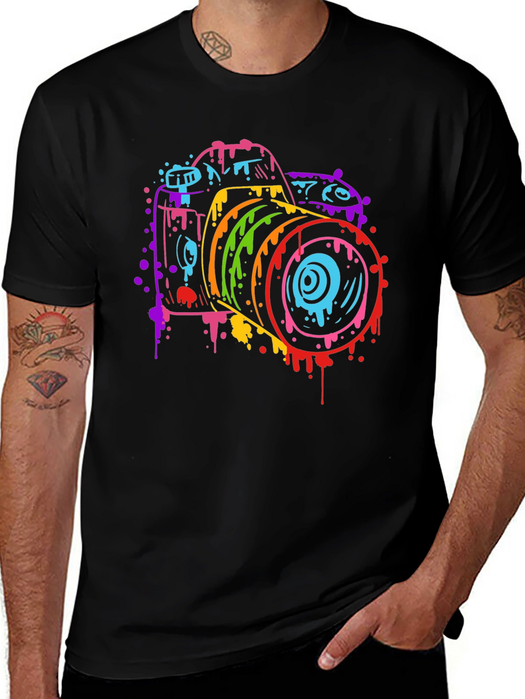 Abstract Camera Graphic T-Shirt - Bold Style