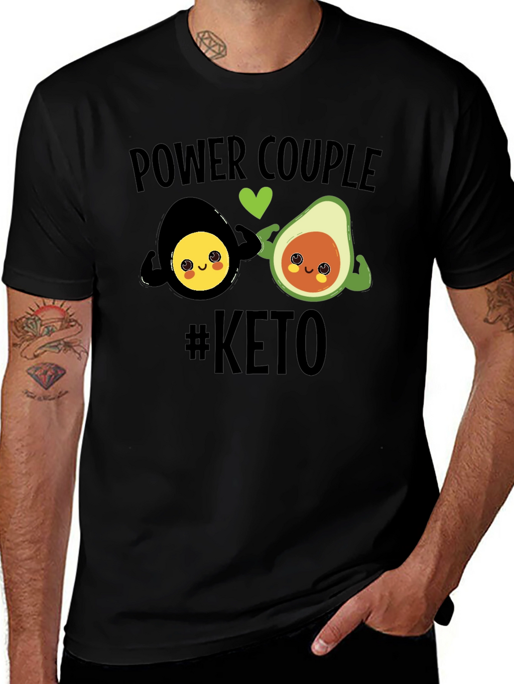 Keto Power Couple Black Graphic T-Shirt