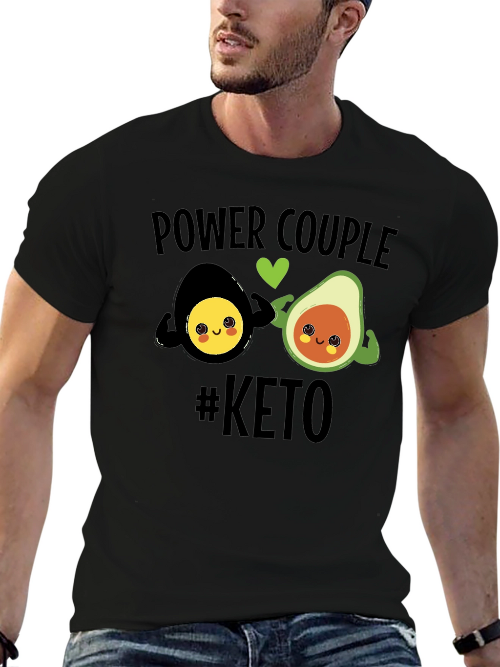 Keto Power Couple Black Graphic T-Shirt