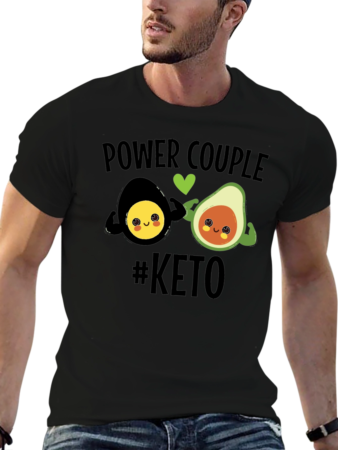 Keto Power Couple Black Graphic T-Shirt