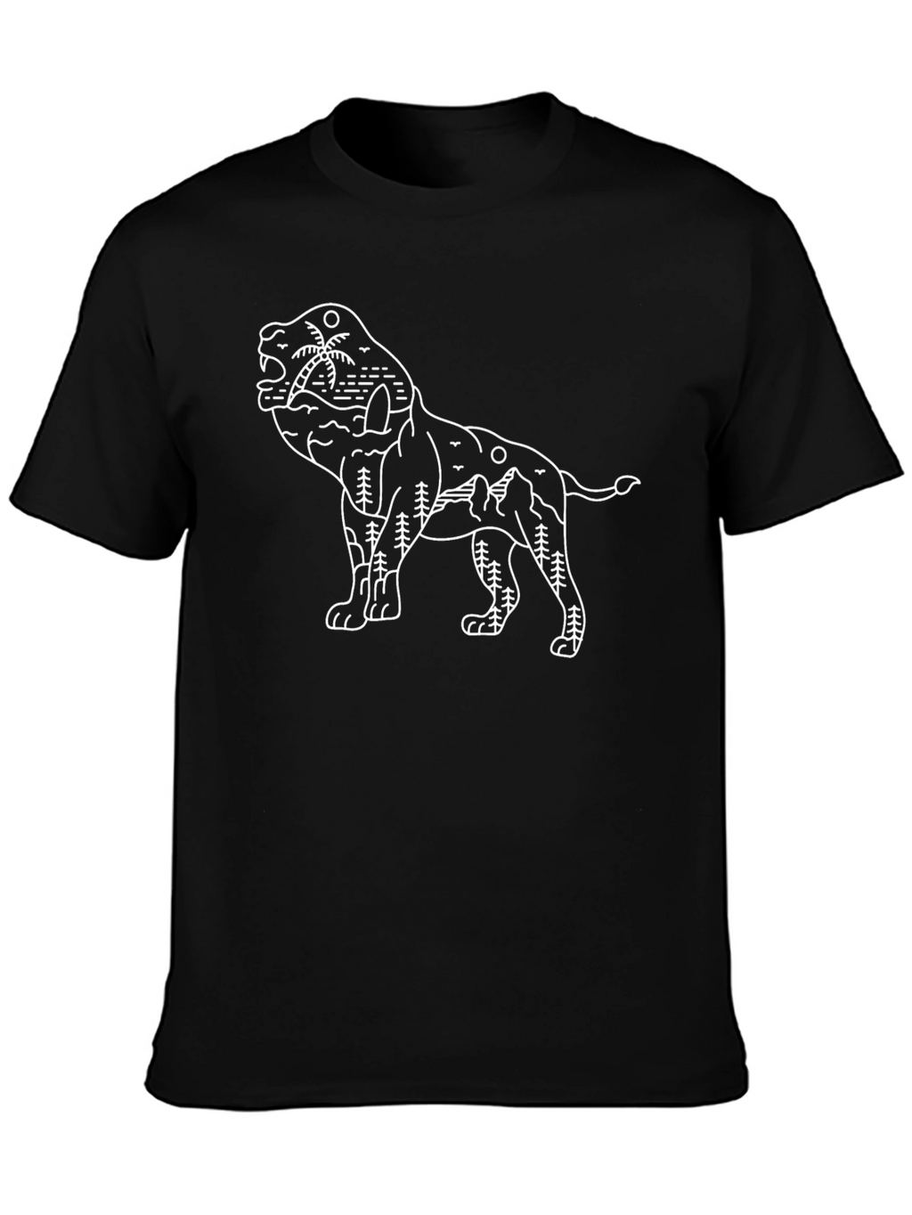 Lion Nature Graphic Black T-Shirt