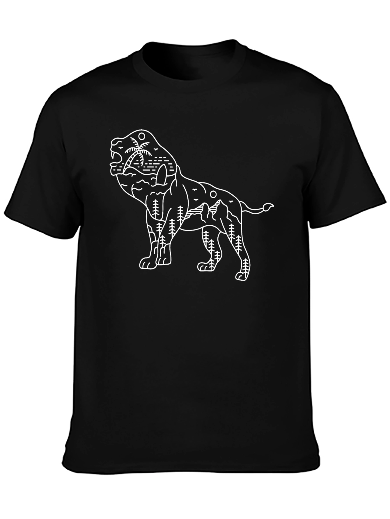 Lion Nature Graphic Black T-Shirt