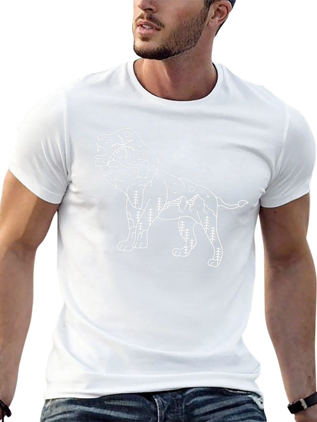 Lion Nature Graphic Black T-Shirt