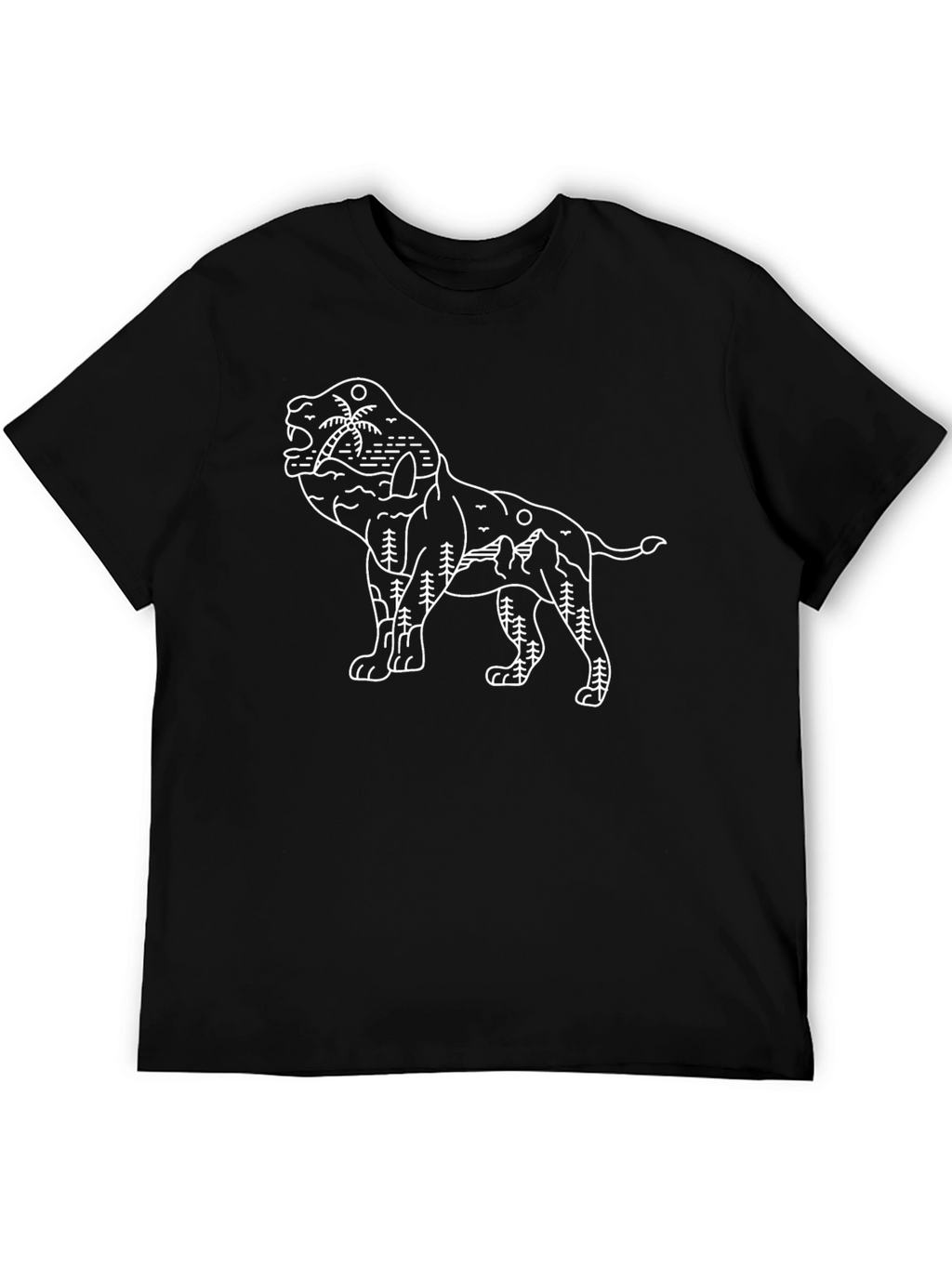 Lion Nature Graphic Black T-Shirt