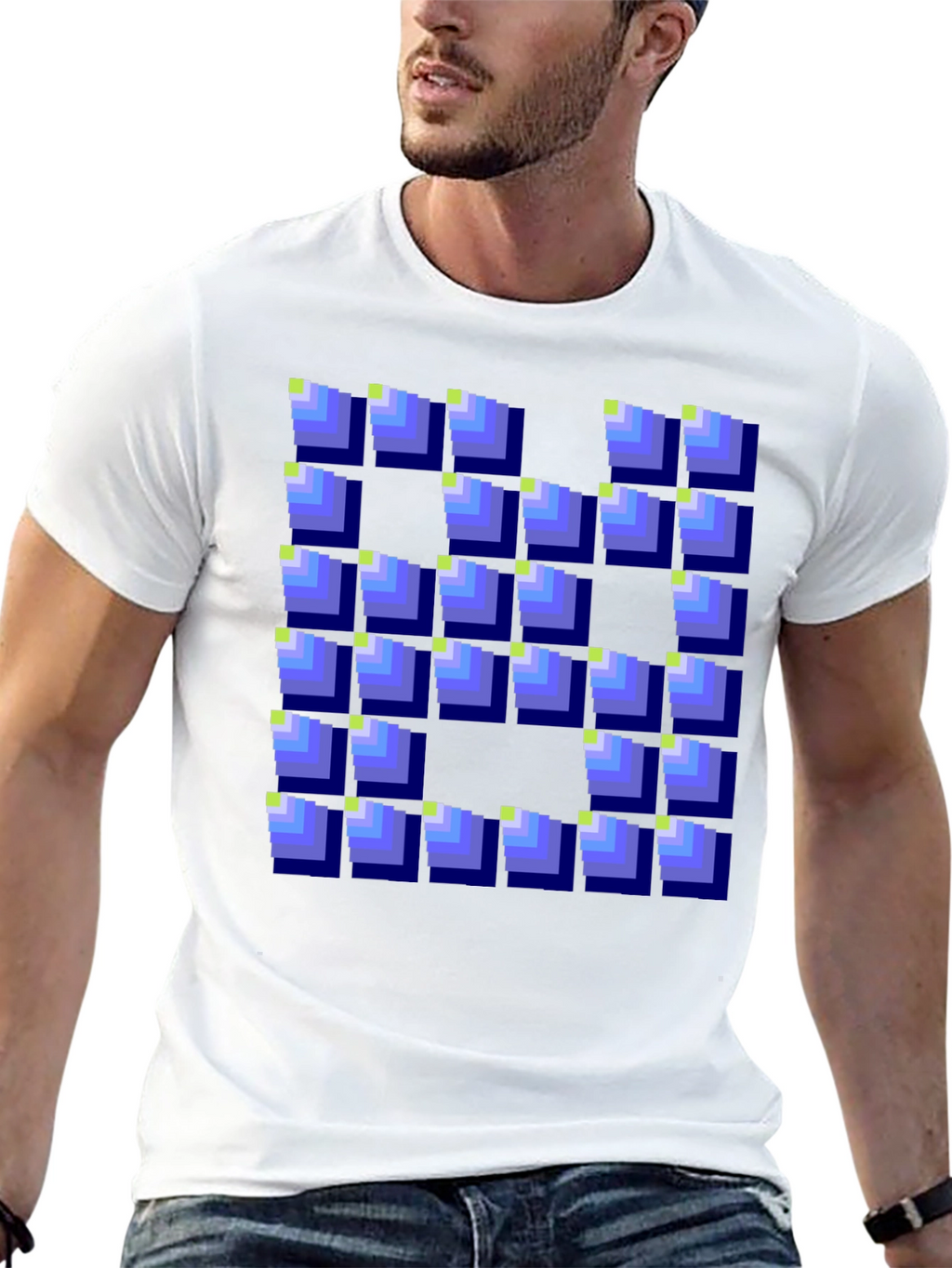 Pixelated Blocks Black T-Shirt