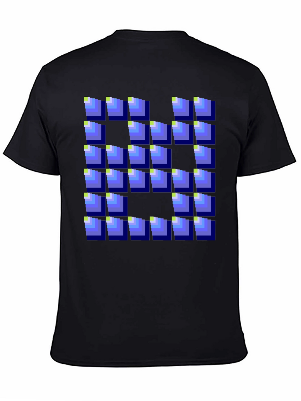 Pixelated Blocks Black T-Shirt