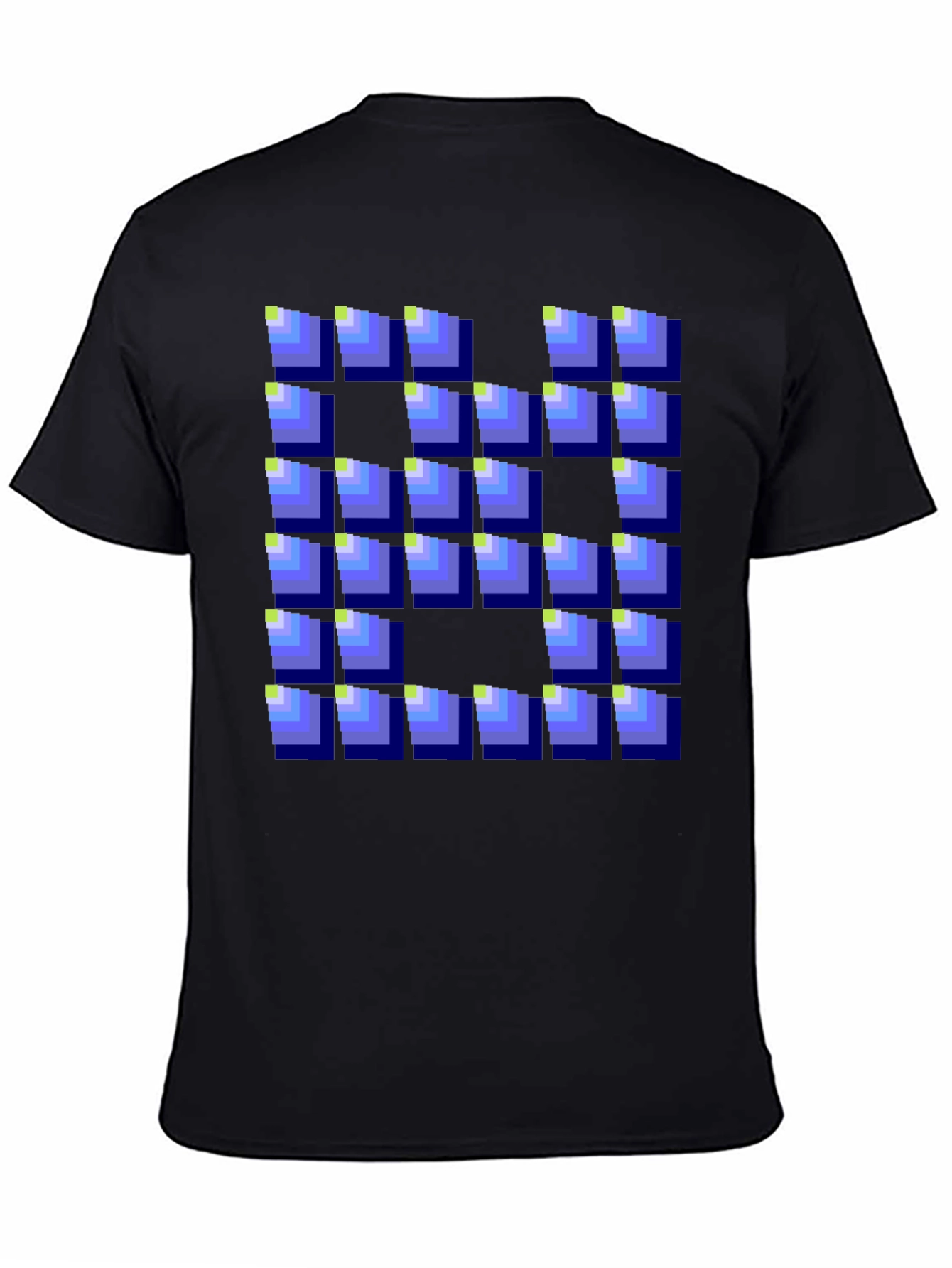 Pixelated Blocks Black T-Shirt