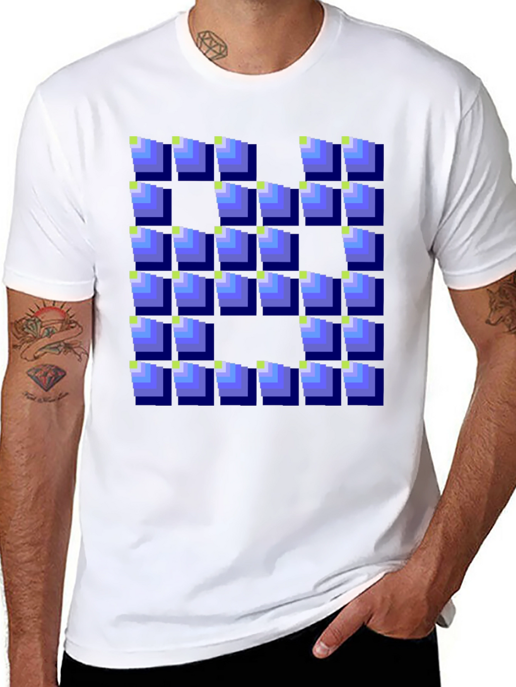 Pixelated Blocks Black T-Shirt