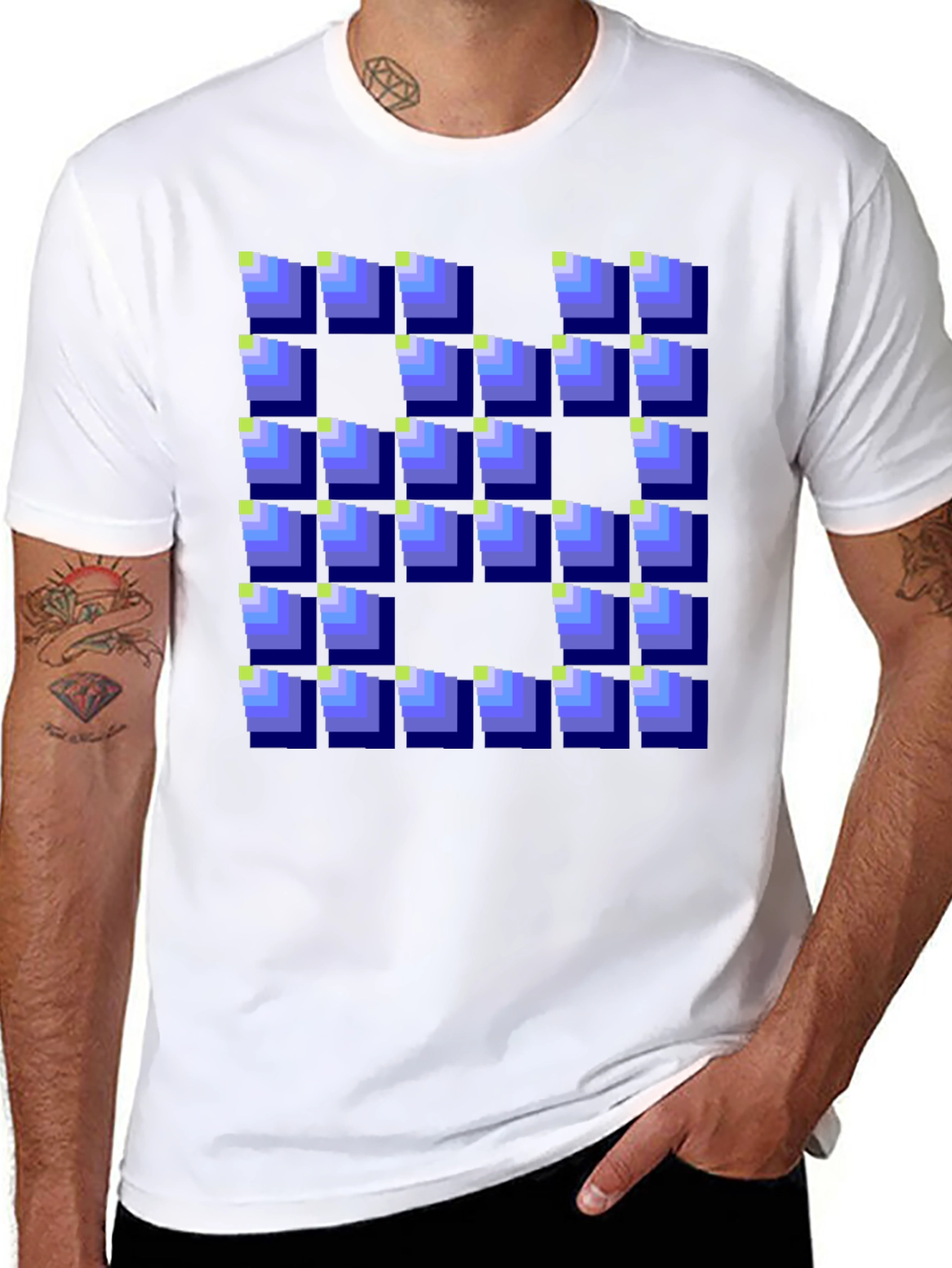 Pixelated Blocks Black T-Shirt