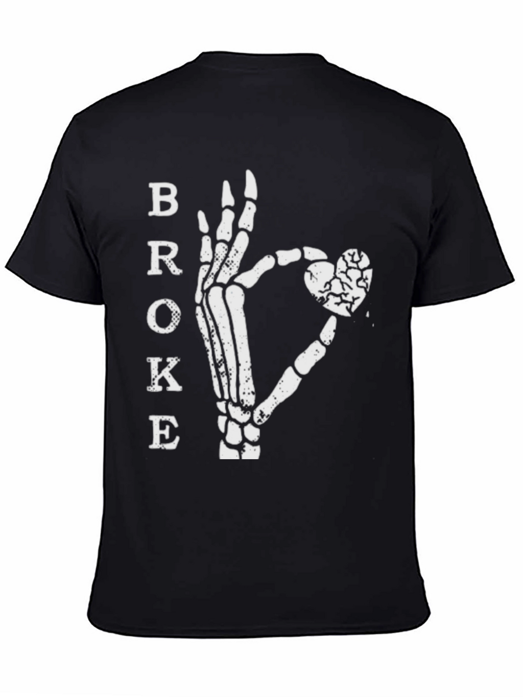 Broke Skeleton Hand Heart Graphic T-Shirt