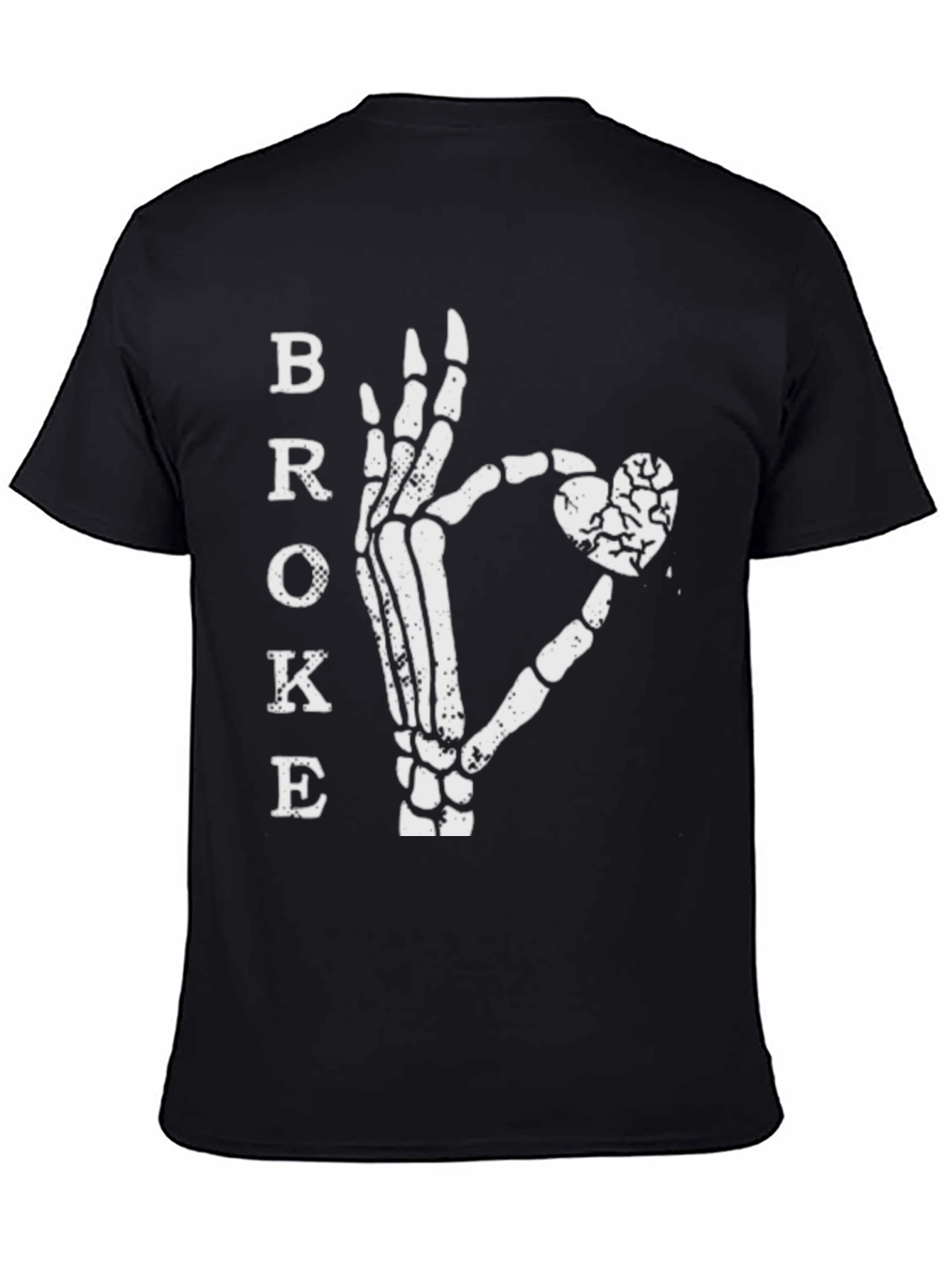 Broke Skeleton Hand Heart Graphic T-Shirt