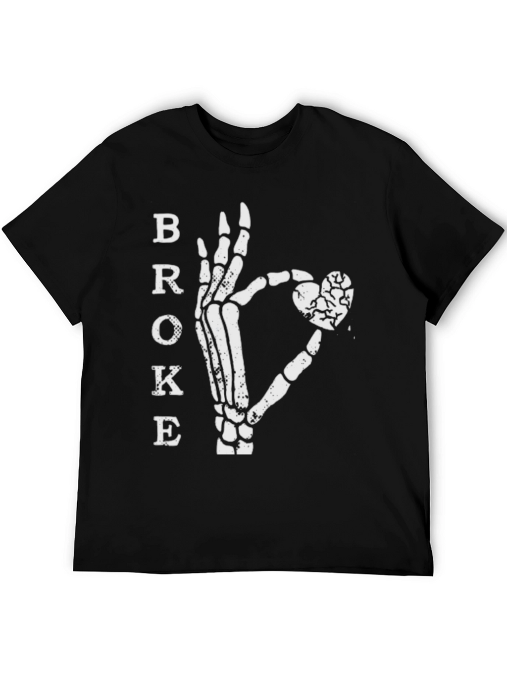 Broke Skeleton Hand Heart Graphic T-Shirt