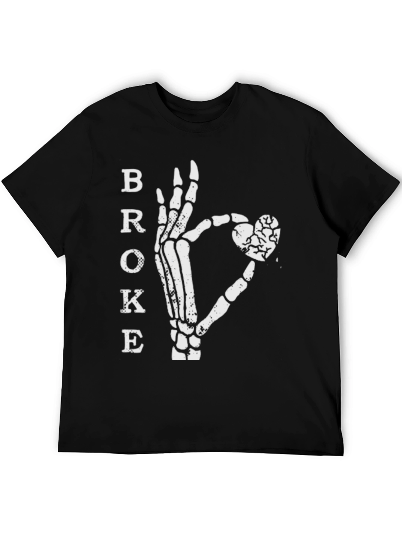 Broke Skeleton Hand Heart Graphic T-Shirt