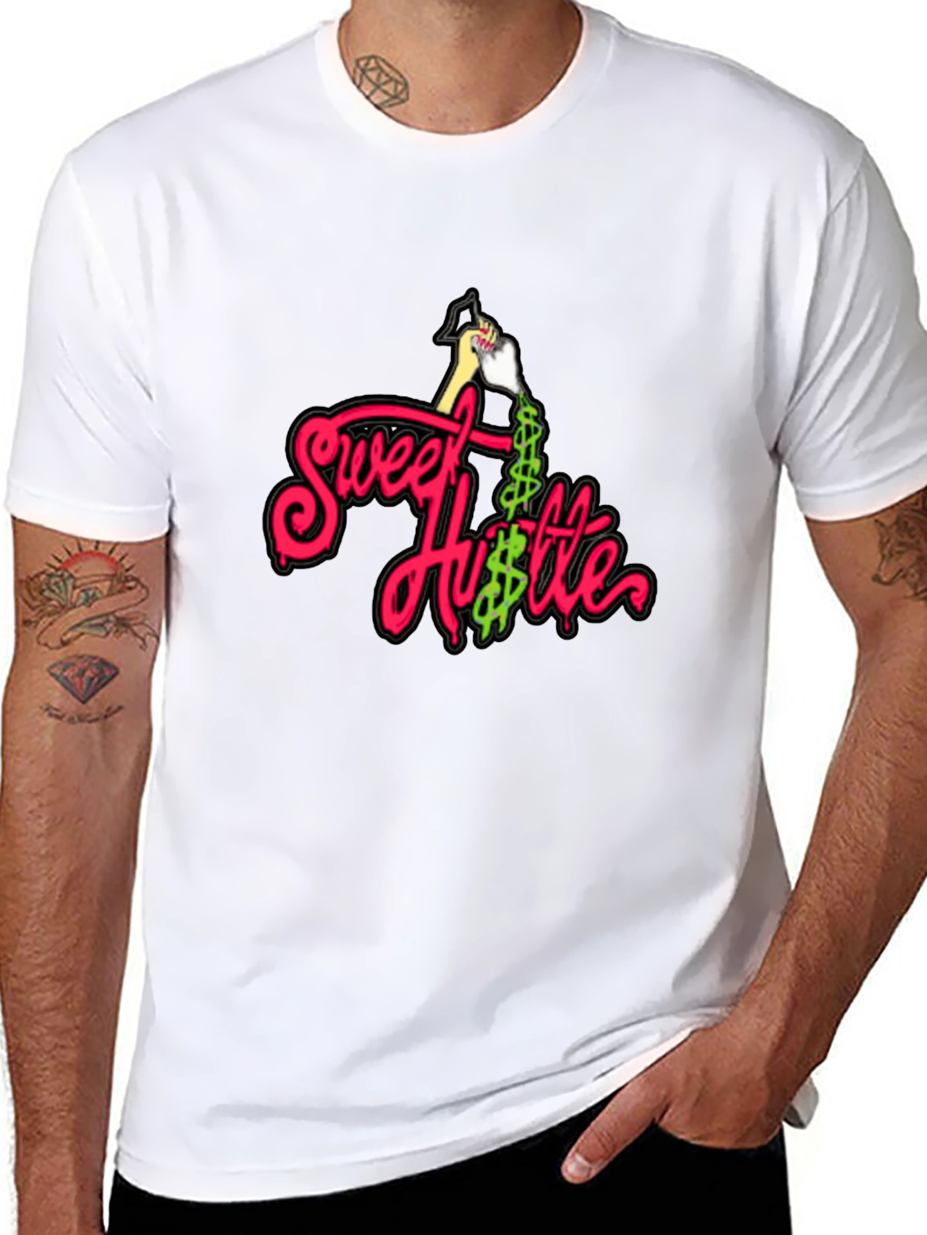 Sweet Hustle Graphic Tee - Black Cotton Shirt