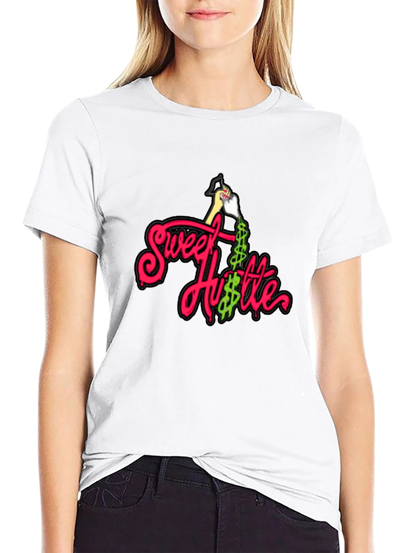 Sweet Hustle Graphic Tee - Black Cotton Shirt