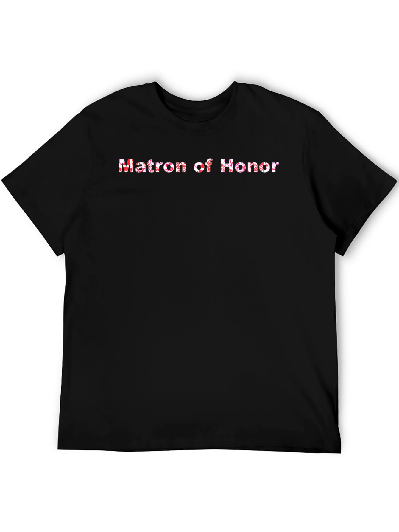 Matron of Honor Floral Lettering Black Tee