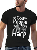 Cool People Play Harp Black Graphic Tee