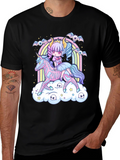 Gothic Pastel Girl Riding Unicorn T-Shirt