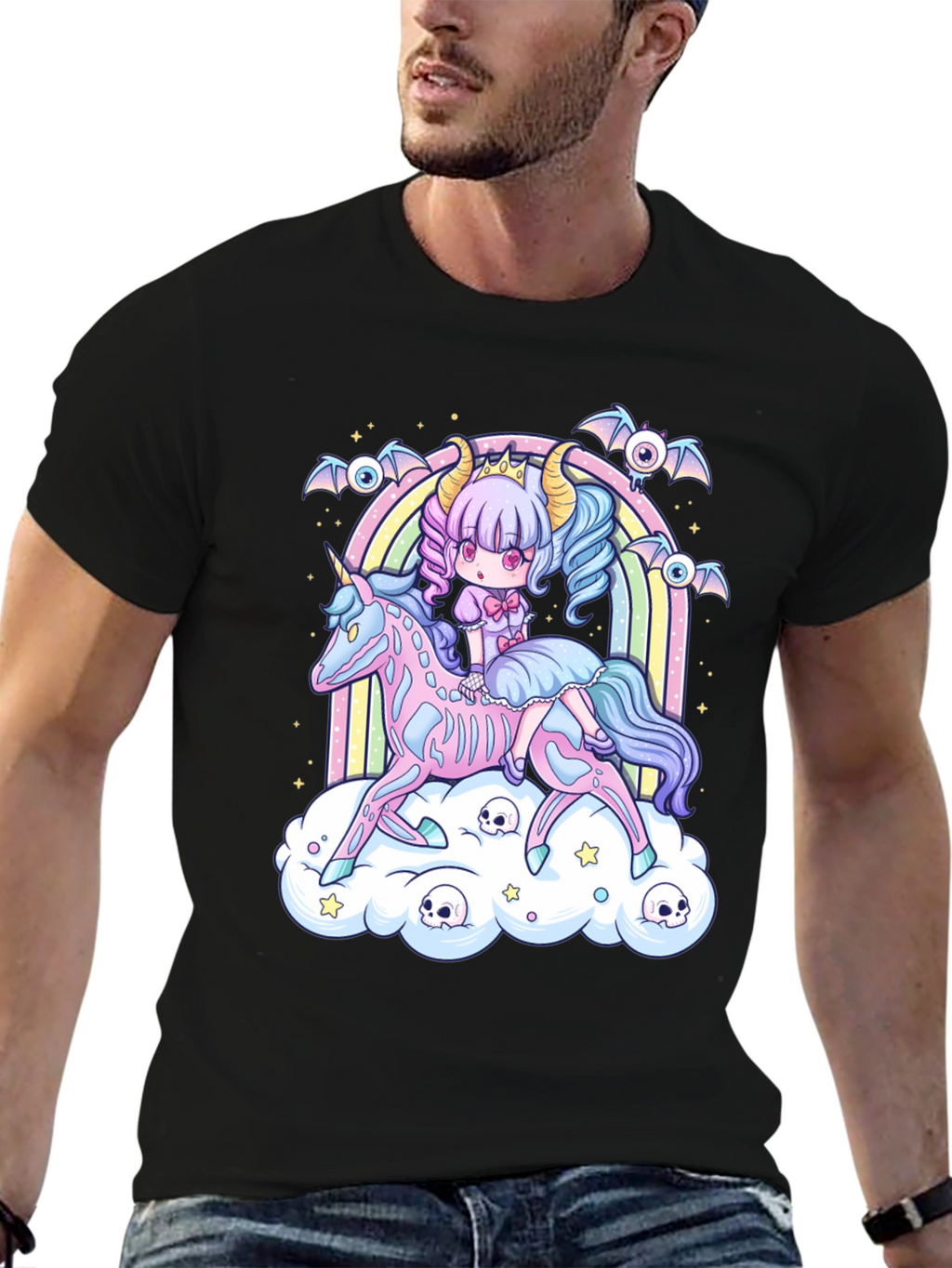 Gothic Pastel Girl Riding Unicorn T-Shirt