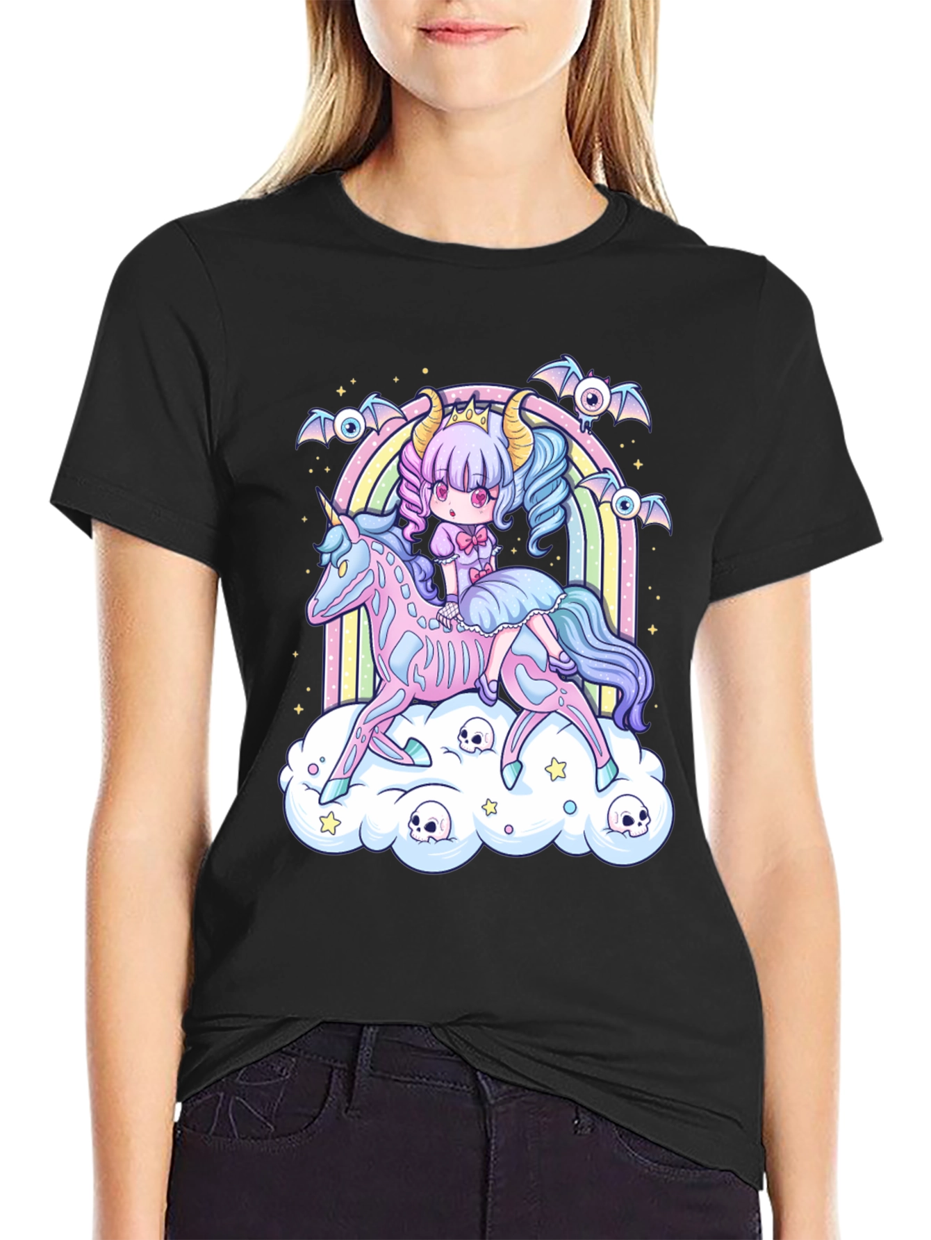 Gothic Pastel Girl Riding Unicorn T-Shirt