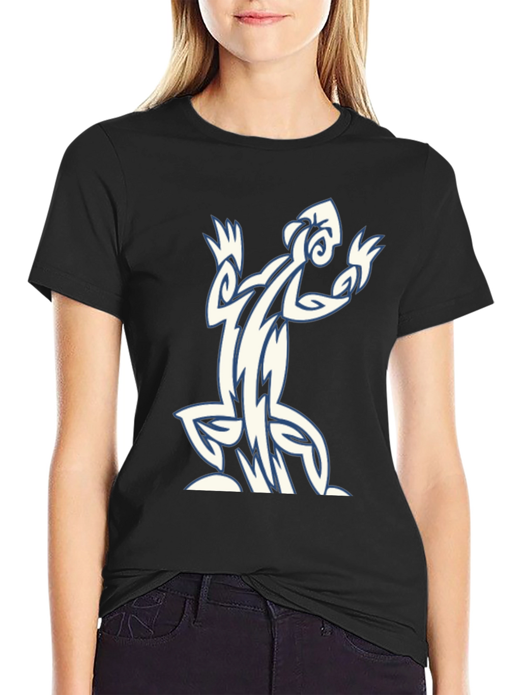Tribal Lizard Graphic Black T-Shirt