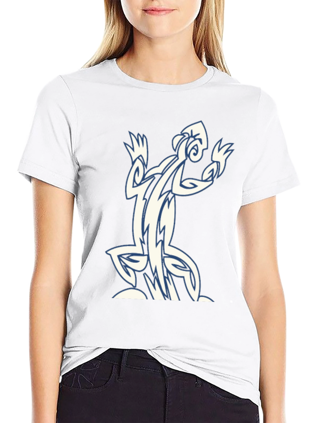 Tribal Lizard Graphic Black T-Shirt