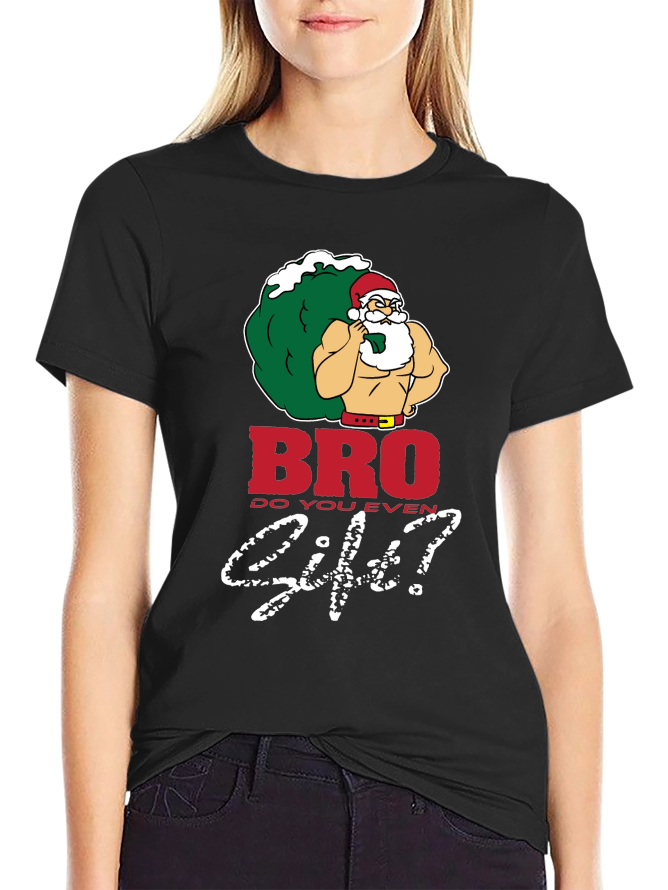 Bro Do You Even Lift Santa Black T-Shirt