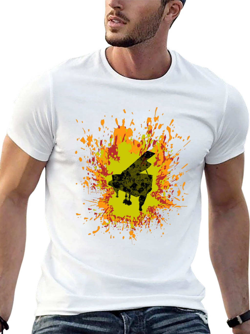 Piano Art T-Shirt - Black Cotton Blend