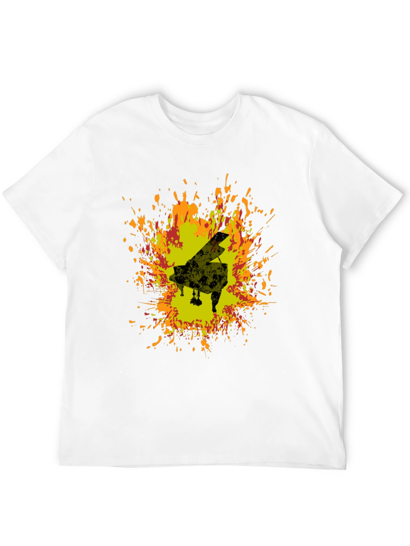 Piano Art T-Shirt - Black Cotton Blend