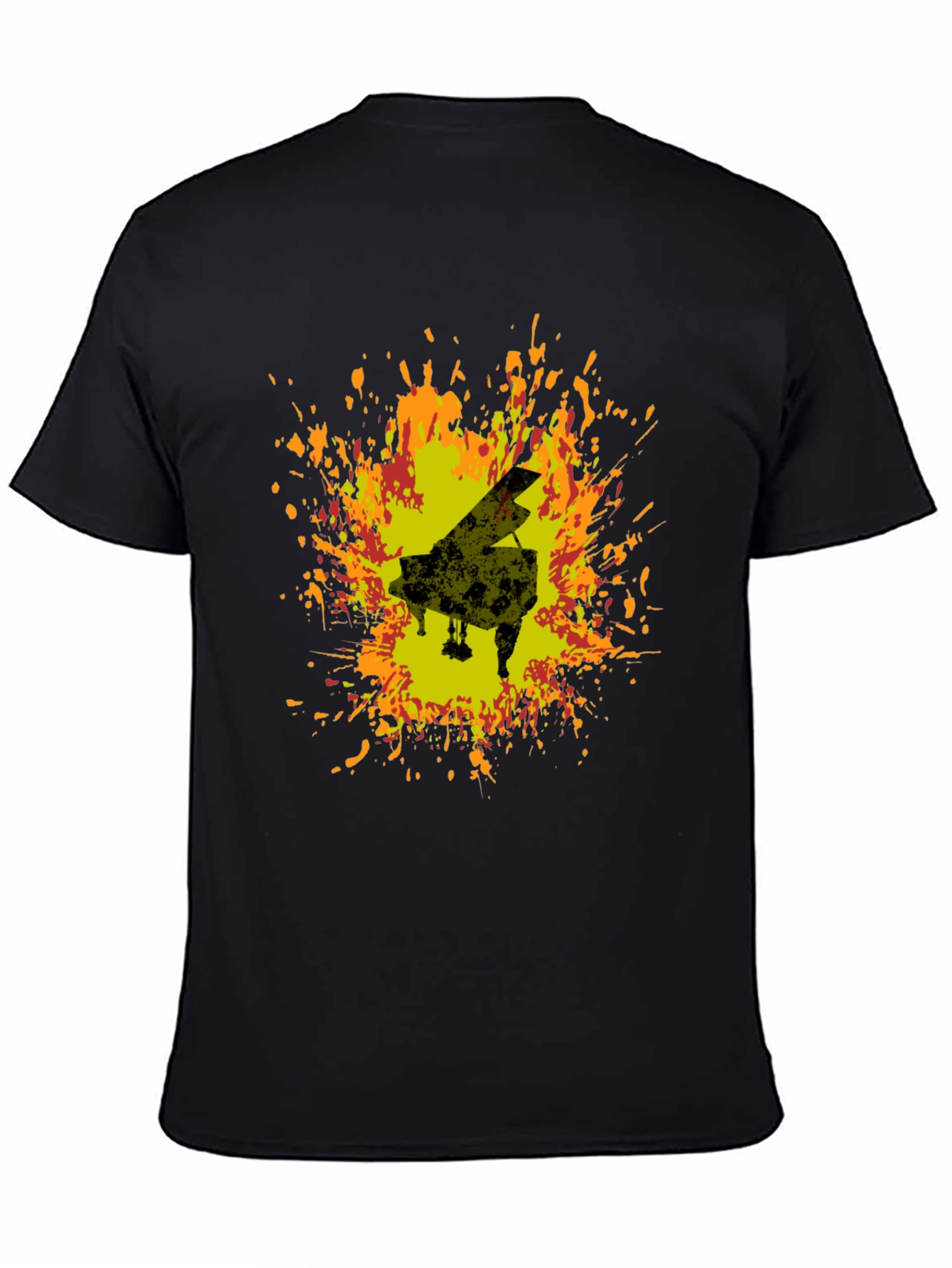 Piano Art T-Shirt - Black Cotton Blend