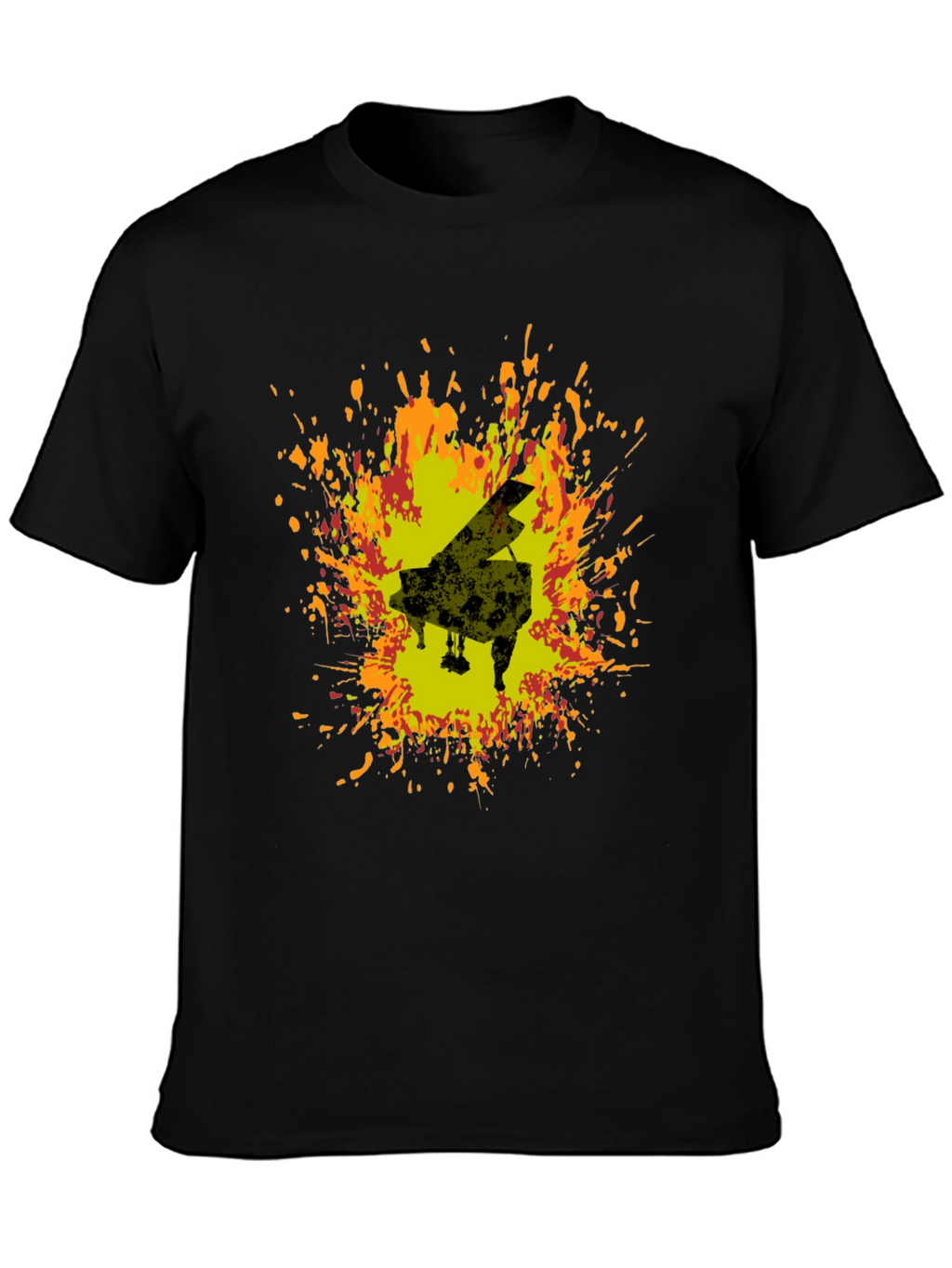 Piano Art T-Shirt - Black Cotton Blend