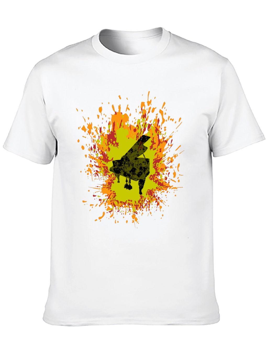 Piano Art T-Shirt - Black Cotton Blend