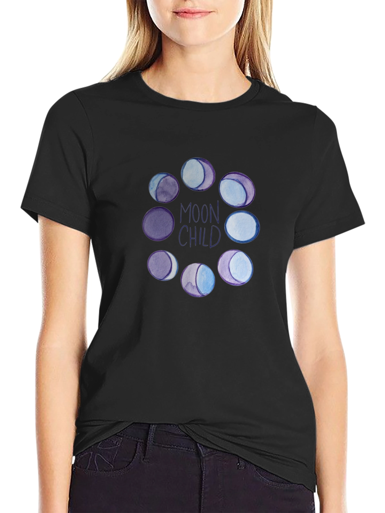 Moon Child Phases T-Shirt - Black Graphic Tee