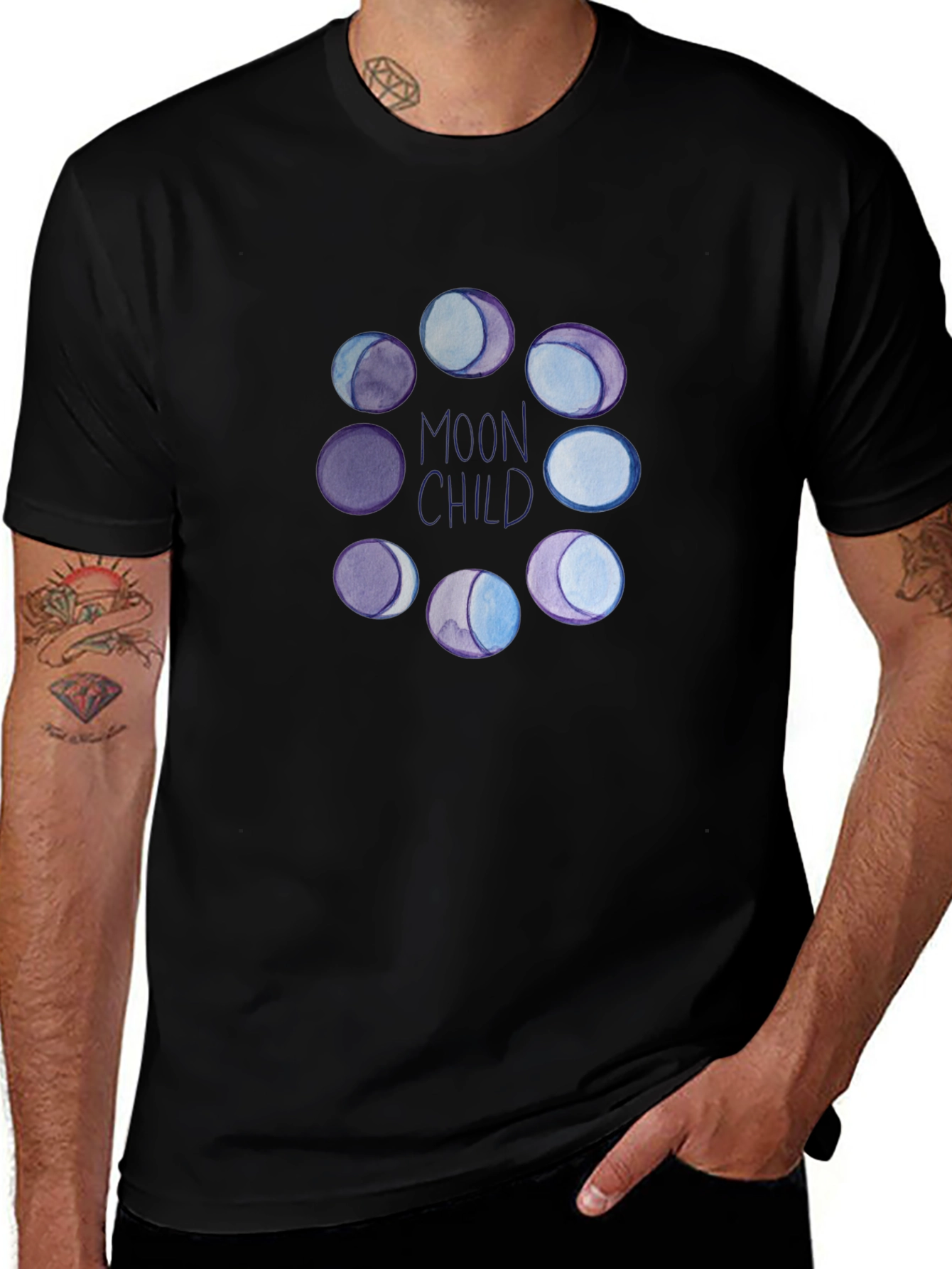 Moon Child Phases T-Shirt - Black Graphic Tee