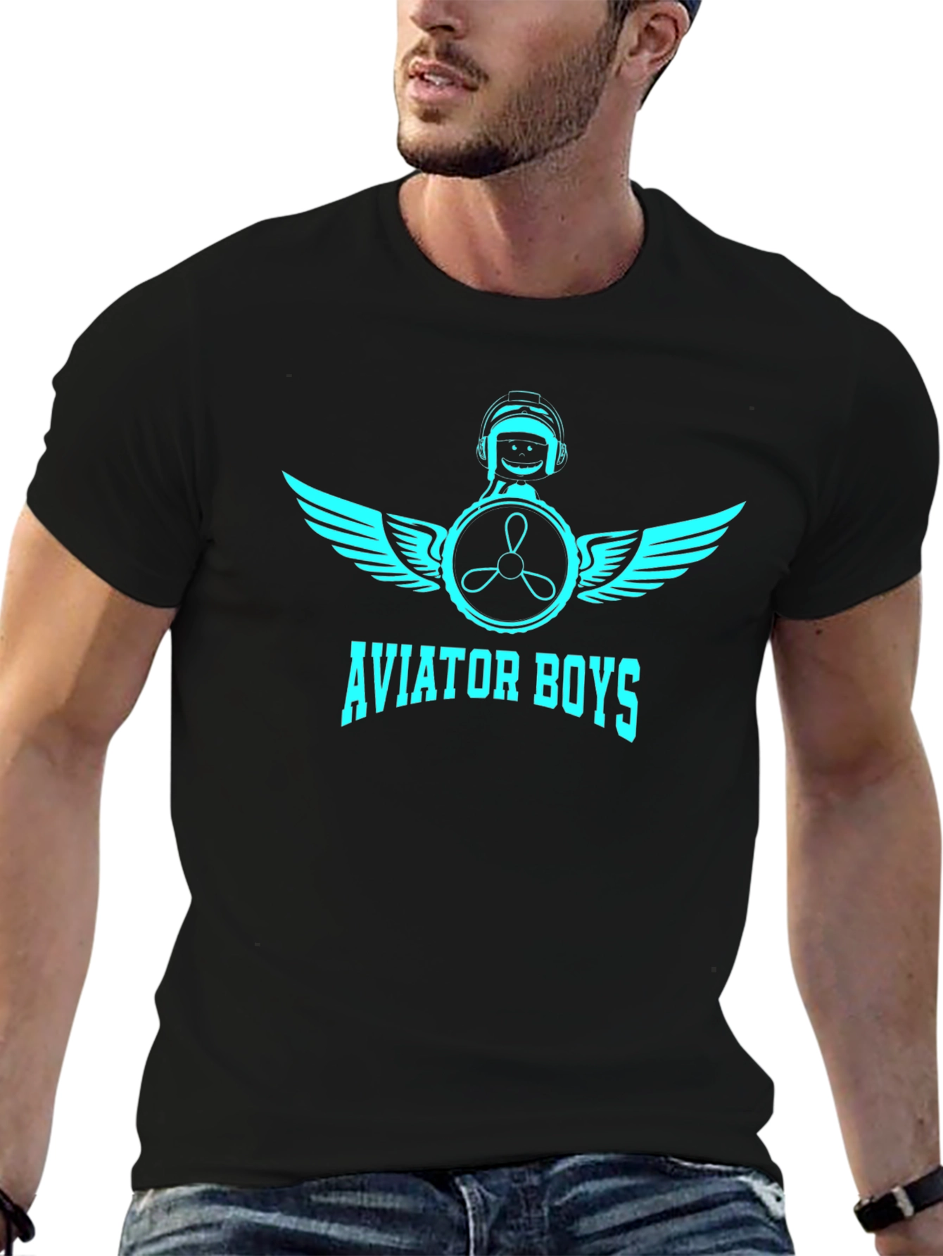 Aviator Boys Black T-Shirt - Pilot Design