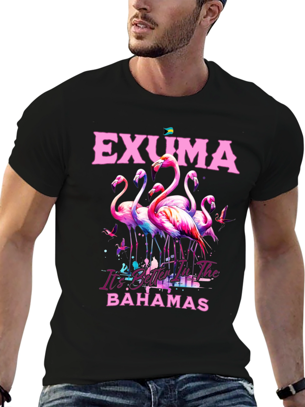 Exuma Bahamas Flamingo Graphic Tee