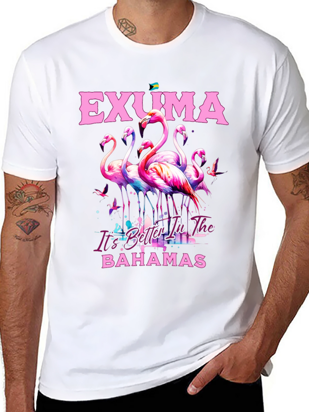 Exuma Bahamas Flamingo Graphic Tee