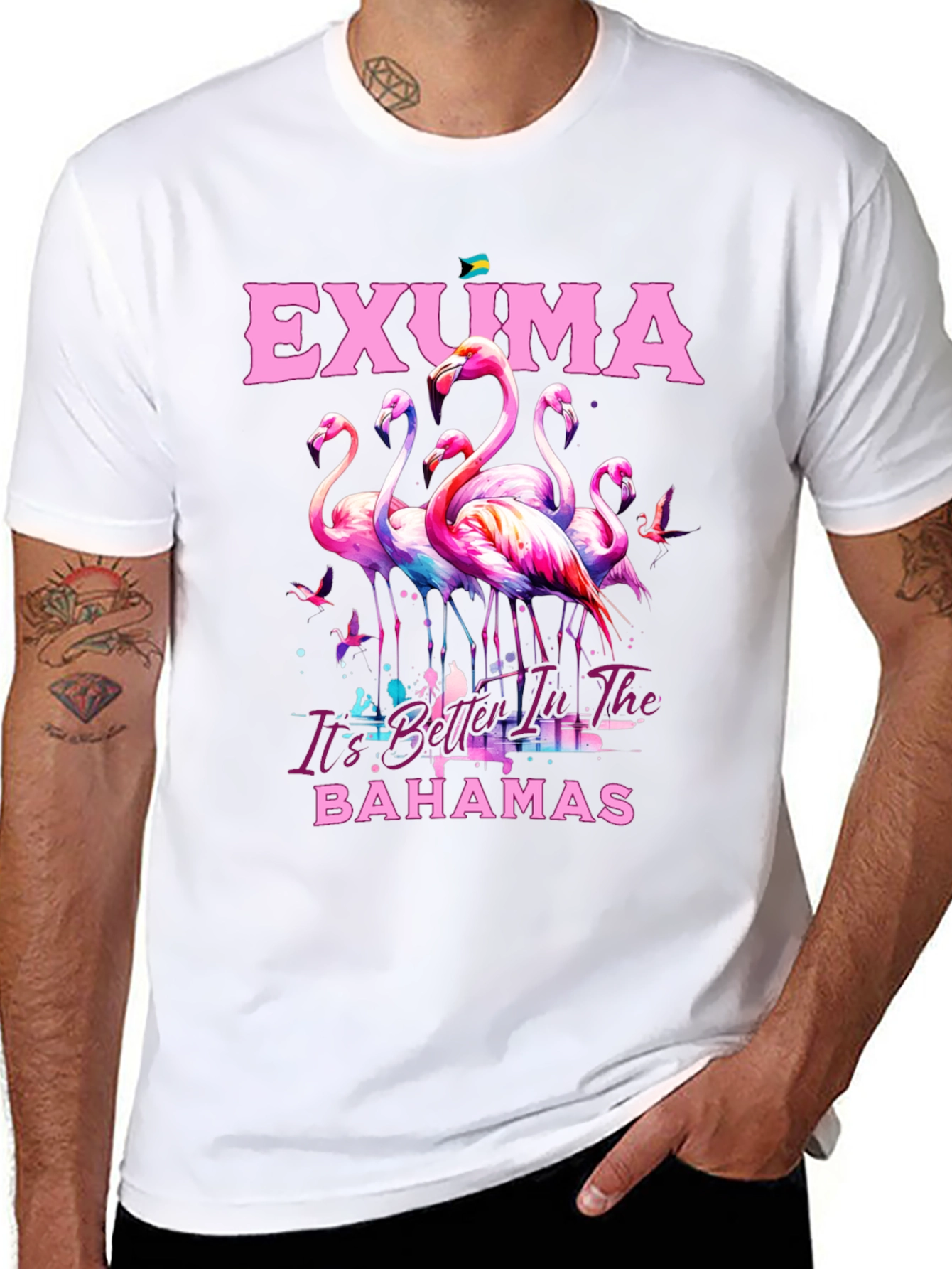Exuma Bahamas Flamingo Graphic Tee