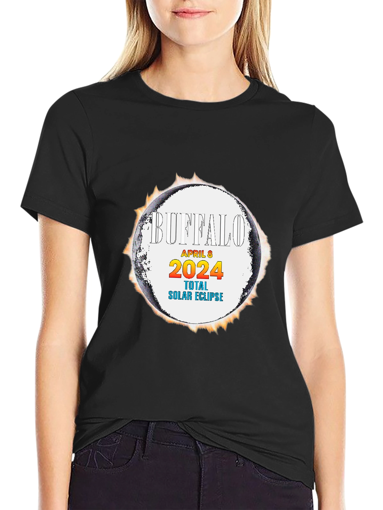 Buffalo Eclipse T-Shirt - April 8 2024 Total Solar Eclipse Souvenir