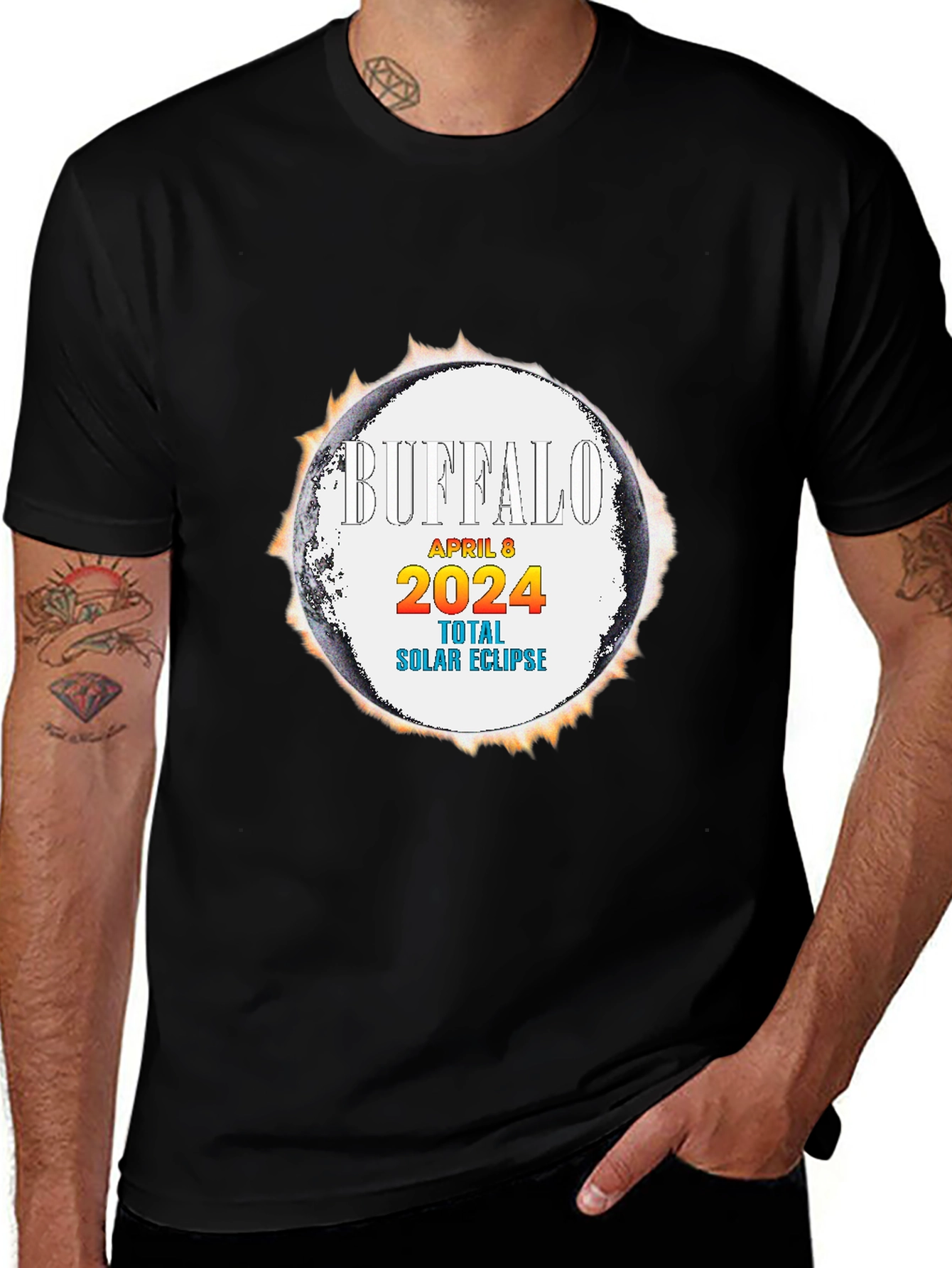 Buffalo Eclipse T-Shirt - April 8 2024 Total Solar Eclipse Souvenir