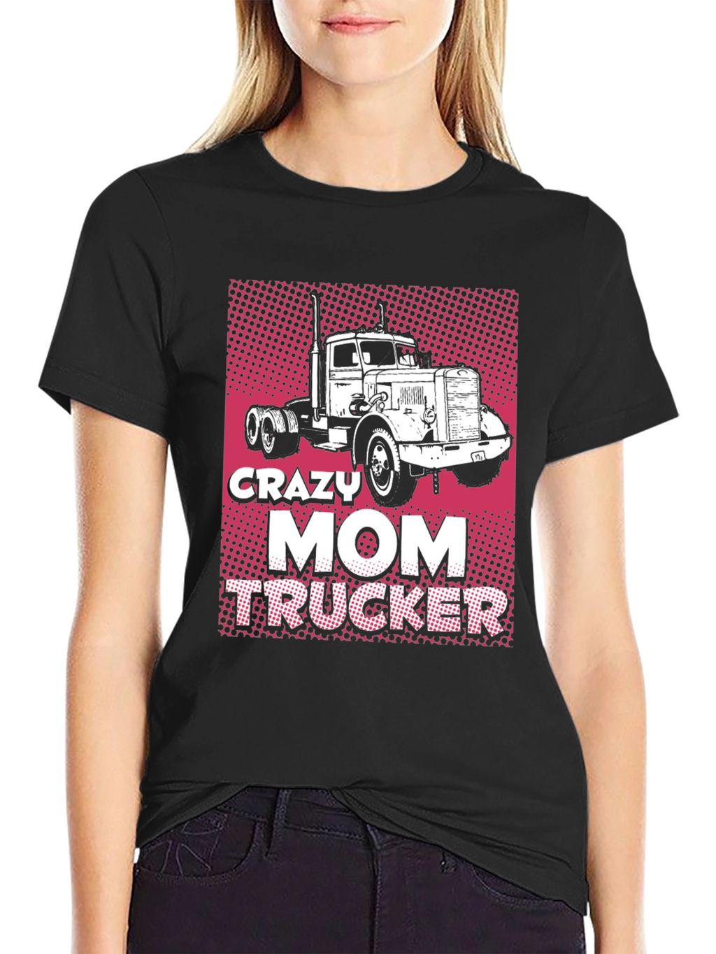 Crazy Mom Trucker Black T-Shirt