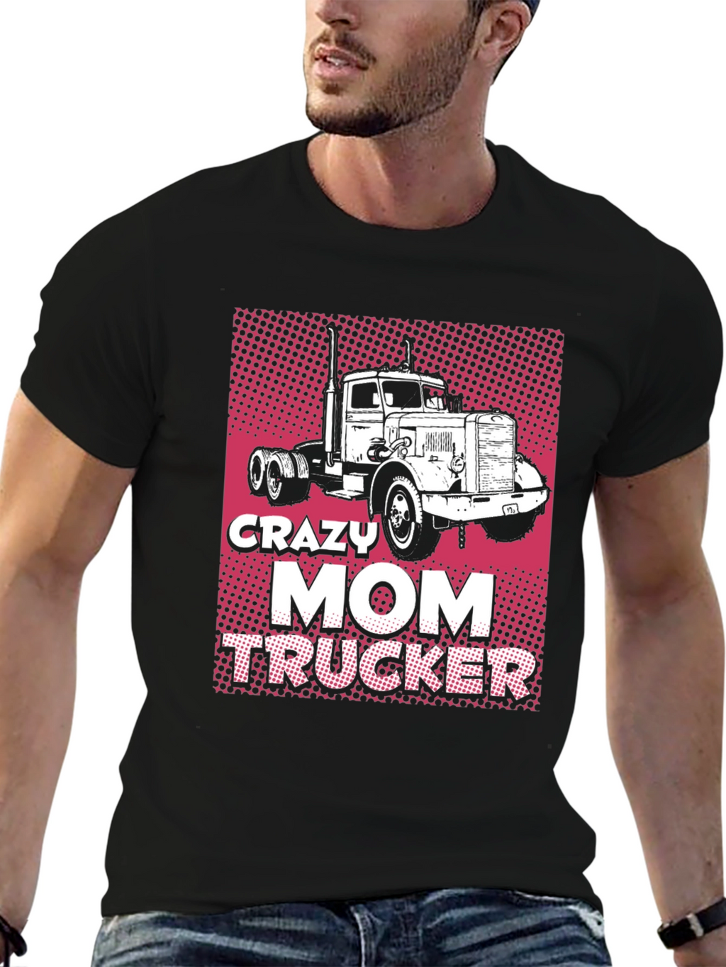 Crazy Mom Trucker Black T-Shirt