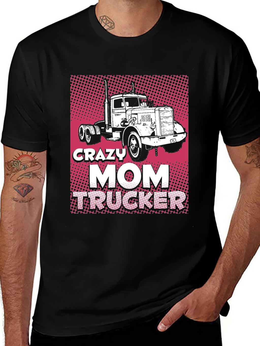 Crazy Mom Trucker Black T-Shirt