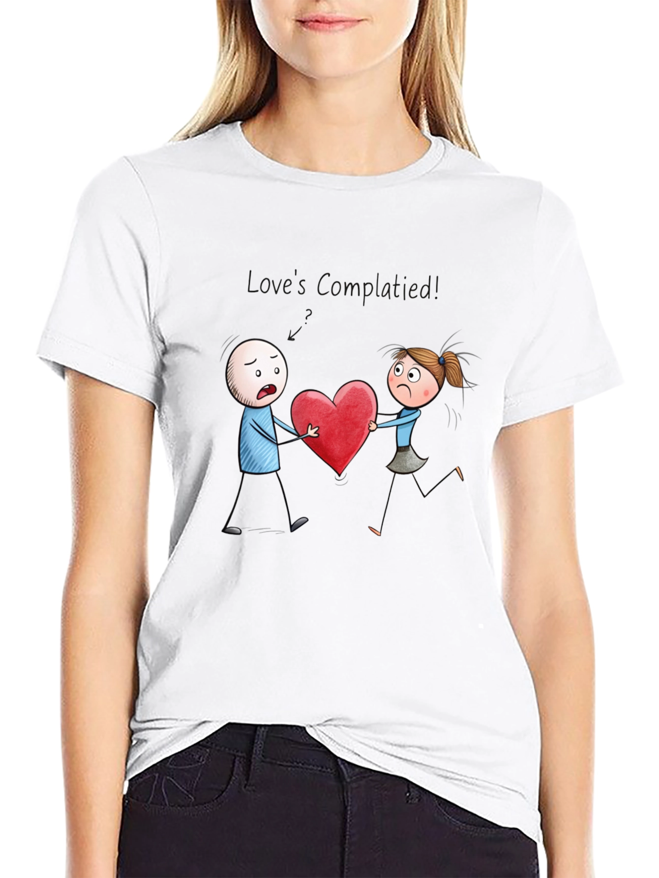 Cartoon Heart Graphic Tee - Mens Black T-Shirt
