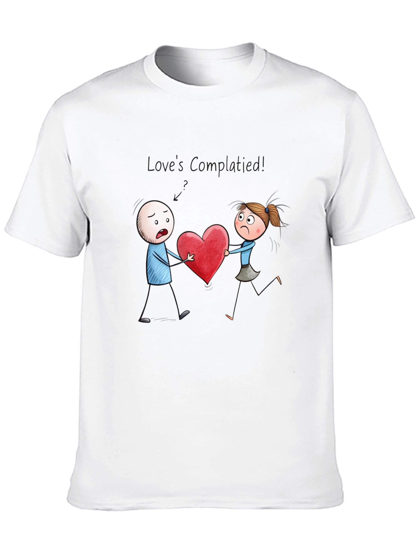 Cartoon Heart Graphic Tee - Mens Black T-Shirt